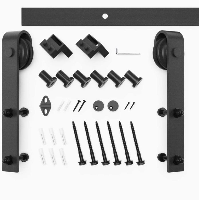 Wolff Mount Sistema universale per porte scorrevoli – binario da 2 metri – nero opaco – rotelle con cuscinetti a scorrimento fluido