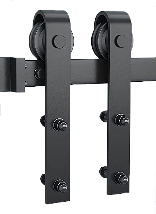 Wolff Mount Sistema universale per porte scorrevoli – binario da 2 metri – nero opaco – rotelle con cuscinetti a scorrimento fluido