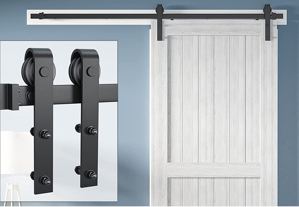 Wolff Mount Sistema universale per porte scorrevoli – binario da 2 metri – nero opaco – rotelle con cuscinetti a scorrimento fluido