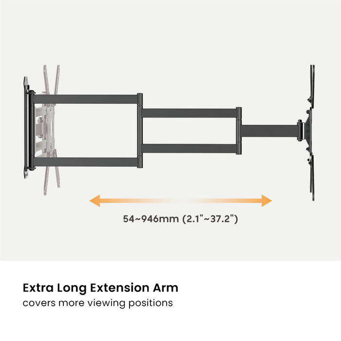 Wolff Mount Extra lange Full-Motion TV Muurbeugel tot 65 inch | tot 95cm uit de muur! |Universeel |VESA 400x400