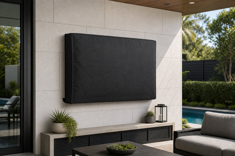 Copertura protettiva per TV da esterno | 60" - 65" | Tessuto Oxford di qualità eccellente | Tasca separata per telecomando | Nero