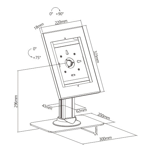 Wolff Mount TVB-138 Tablet Desk Standaard – chiosco antitaccheggio per iPad e tablet Samsung