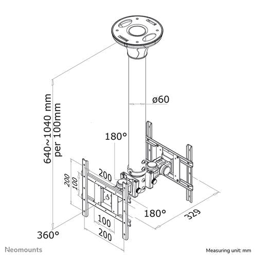 Neomounts FPMA-C200D staffa da soffitto per TV