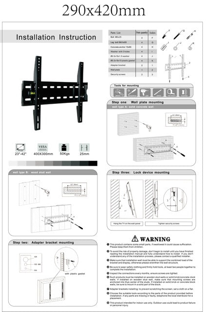 Seconda occasione Supporto da parete piatto per TV fino a 42" Solo 2,5 cm [VESA 300x400mm]