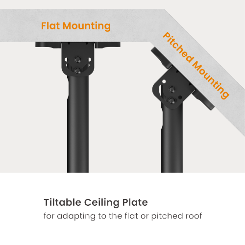 Wolff Mount Supporto universale da soffitto per TV – da 32 a 55 pollici – girevole e inclinabile – anche per soffitti inclinati