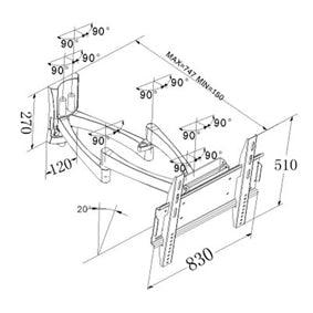 Supporto da parete per TV fino a 60" fino a 75 cm dalla parete