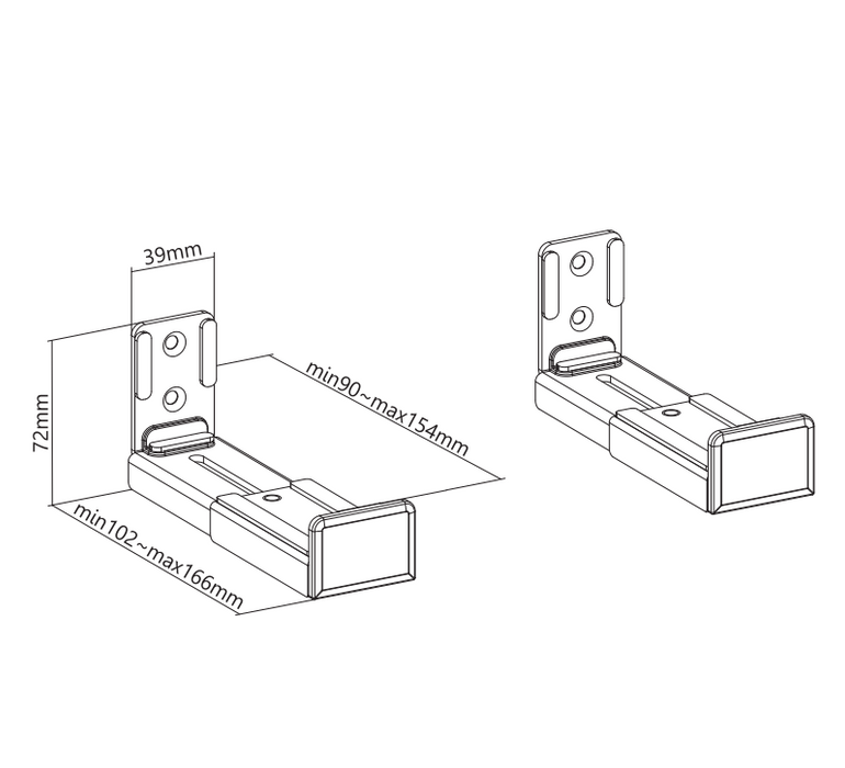 Supporti per soundbar universali Wolff Mount | Montaggio a parete | Regolabili